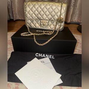 Seasonal Gold Metallic Chanel Flap Bag